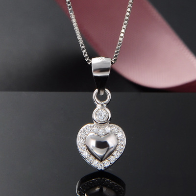 Heart Design 925 Sterling Silver Necklace - Click Image to Close